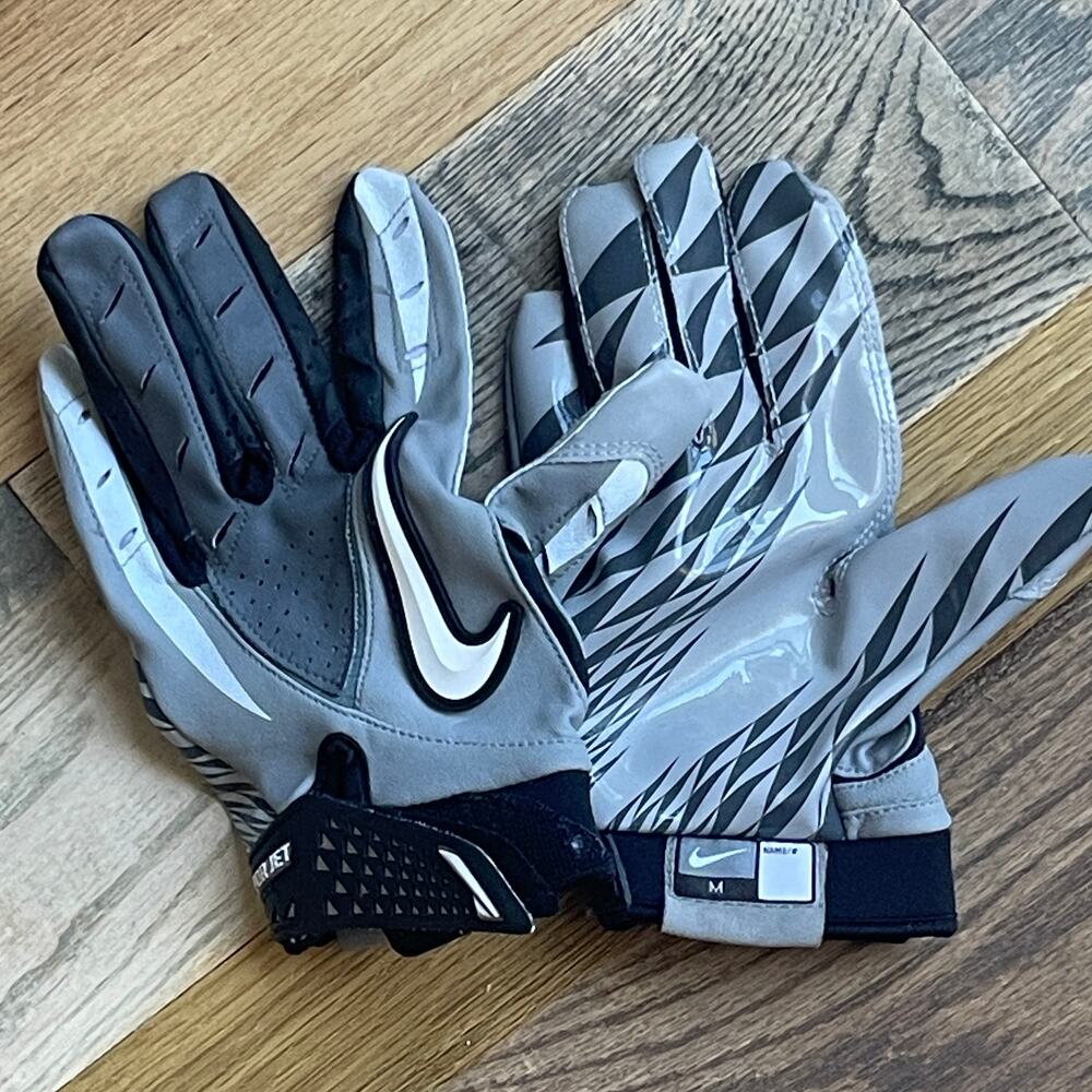 Nike Vapor Jet Football Receiver Gloves Gray Black White Adult Medium M